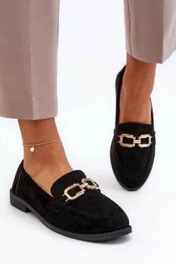 Online Boto Zamszowe Mokasyny Damskie Na Płaskim Obcasie Czarne Misal