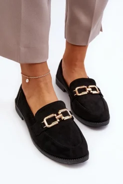 Online Boto Zamszowe Mokasyny Damskie Na Płaskim Obcasie Czarne Misal