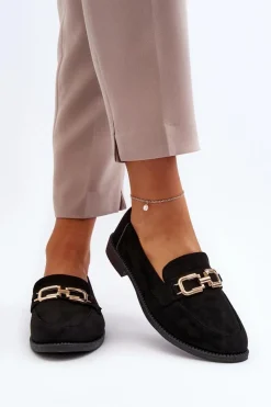 Online Boto Zamszowe Mokasyny Damskie Na Płaskim Obcasie Czarne Misal