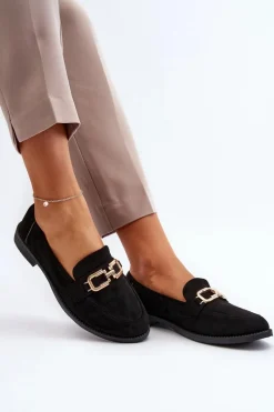 Online Boto Zamszowe Mokasyny Damskie Na Płaskim Obcasie Czarne Misal