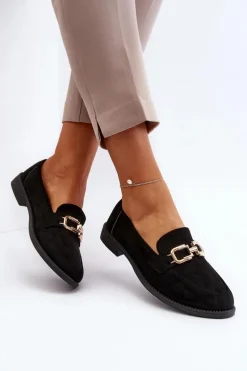 Online Boto Zamszowe Mokasyny Damskie Na Płaskim Obcasie Czarne Misal