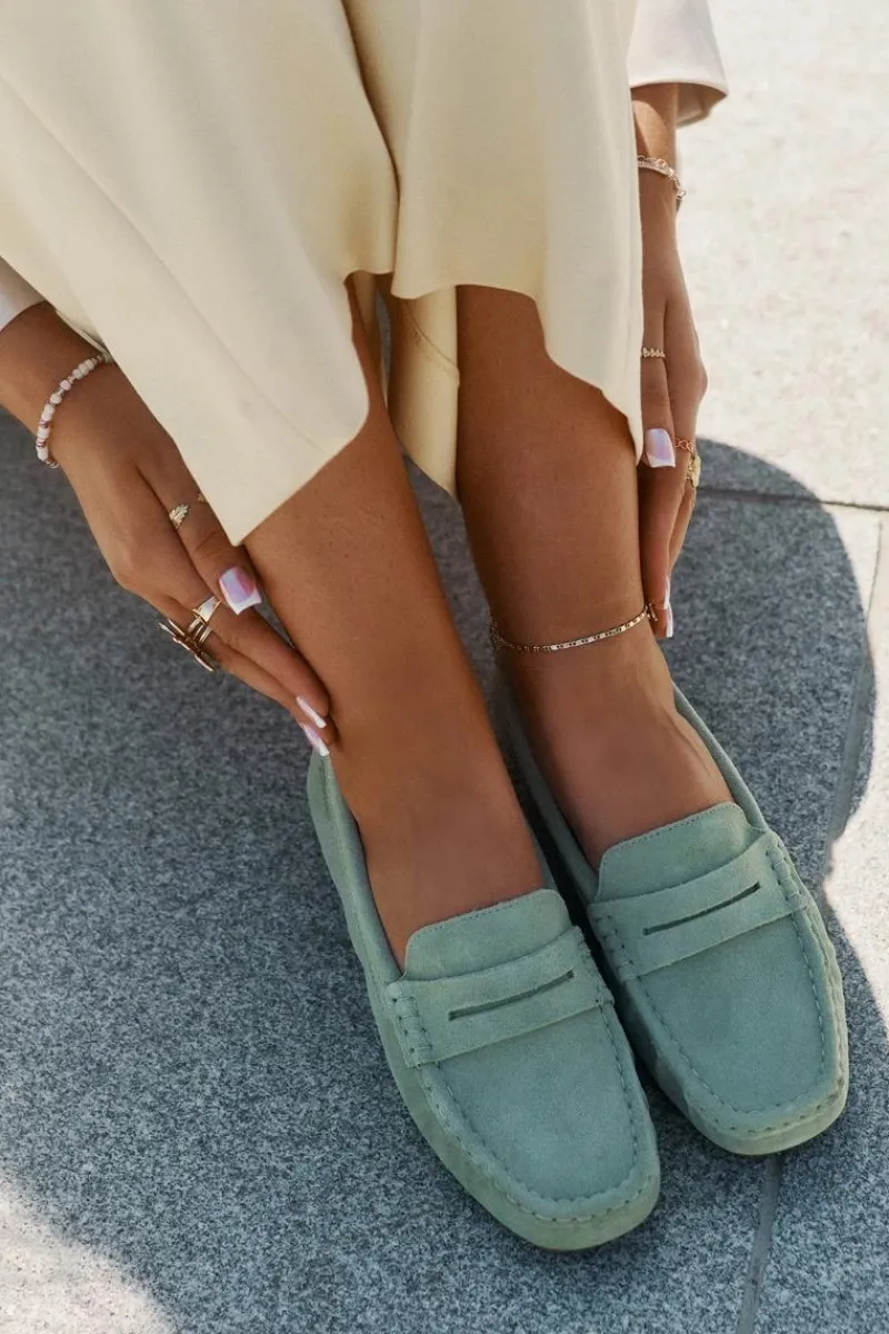 Discount Zamszowe Mokasyny Damskie Big Star RR274945 Zielone Damskie Loafersy Damskie|Mokasyny Damskie Zamszowe