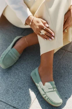 Discount Zamszowe Mokasyny Damskie Big Star RR274945 Zielone Damskie Loafersy Damskie|Mokasyny Damskie Zamszowe