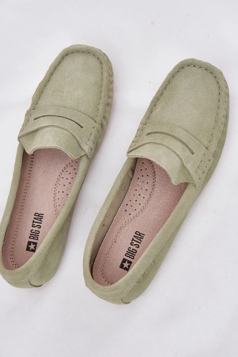 Discount Zamszowe Mokasyny Damskie Big Star RR274945 Zielone Damskie Loafersy Damskie|Mokasyny Damskie Zamszowe