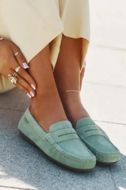 Discount Zamszowe Mokasyny Damskie Big Star RR274945 Zielone Damskie Loafersy Damskie|Mokasyny Damskie Zamszowe