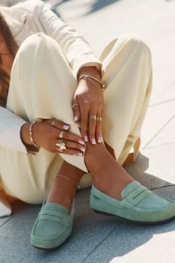 Discount Zamszowe Mokasyny Damskie Big Star RR274945 Zielone Damskie Loafersy Damskie|Mokasyny Damskie Zamszowe