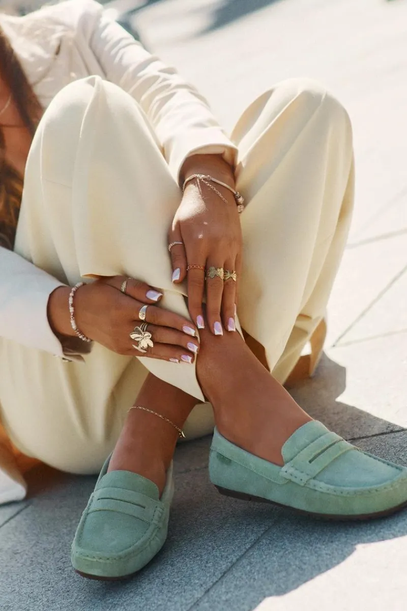 Discount Zamszowe Mokasyny Damskie Big Star RR274945 Zielone Damskie Loafersy Damskie|Mokasyny Damskie Zamszowe