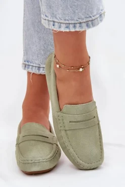 Discount Zamszowe Mokasyny Damskie Big Star RR274945 Zielone Damskie Loafersy Damskie|Mokasyny Damskie Zamszowe