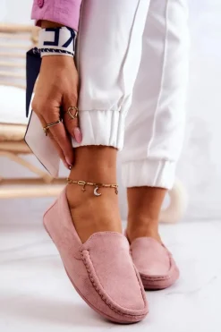 New Zamszowe Mokasyny Damskie Różowe Morreno Damskie Loafersy Damskie|Mokasyny Damskie Zamszowe
