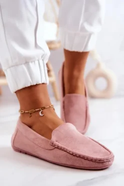 New Zamszowe Mokasyny Damskie Różowe Morreno Damskie Loafersy Damskie|Mokasyny Damskie Zamszowe