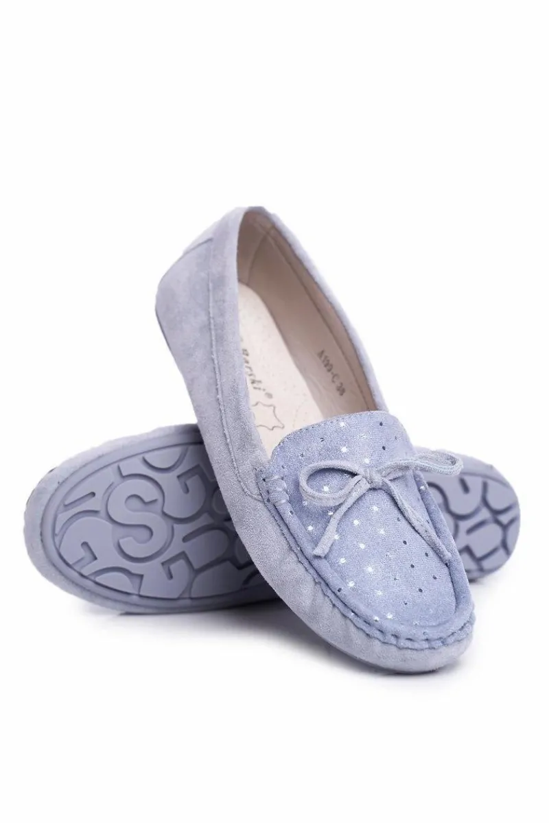 Hot Damskie buty S.Barski Zamszowe Mokasyny Damskie S.Barski A199 Niebieskie