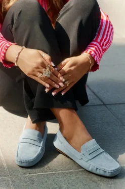 Loafersy Damskie|Mokasyny Damskie Zamszowe>Big Star Shoes Zamszowe Mokasyny Damskie Big Star RR274943 e Niebieski