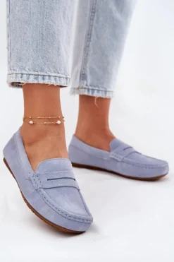 Loafersy Damskie|Mokasyny Damskie Zamszowe></noscript>Big Star Shoes Zamszowe Mokasyny Damskie Big Star RR274943 e Niebieski