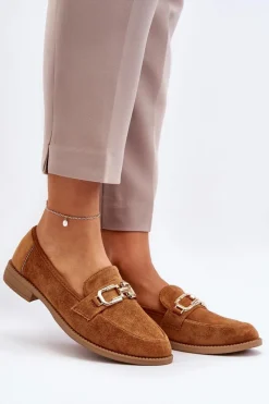 Loafersy Damskie|Mokasyny Damskie Zamszowe>Boto Zamszowe Mokasyny Damskie Na Płaskim Obcasie Camel Misal