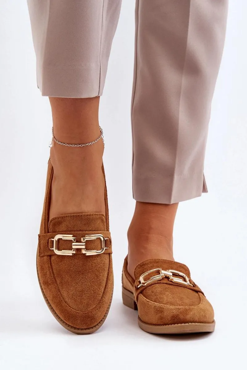 Loafersy Damskie|Mokasyny Damskie Zamszowe>Boto Zamszowe Mokasyny Damskie Na Płaskim Obcasie Camel Misal