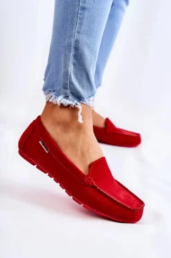 Online Boto Zamszowe Mokasyny Damskie Czerwone Millare