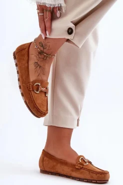 Best Zamszowe Mokasyny Damskie Z Ozdobą Brązowe Dionira Damskie Loafersy Damskie|Mokasyny Damskie Zamszowe
