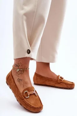 Best Zamszowe Mokasyny Damskie Z Ozdobą Brązowe Dionira Damskie Loafersy Damskie|Mokasyny Damskie Zamszowe