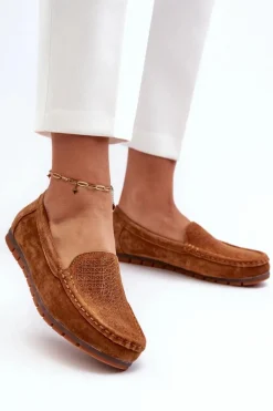 Outlet Damskie buty S.Barski Zamszowe Mokasyny Damskie Camel S.Barski LR755 Brązowy