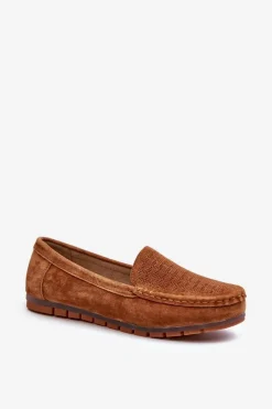 Outlet Damskie buty S.Barski Zamszowe Mokasyny Damskie Camel S.Barski LR755 Brązowy