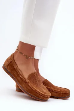 Outlet Damskie buty S.Barski Zamszowe Mokasyny Damskie Camel S.Barski LR755 Brązowy