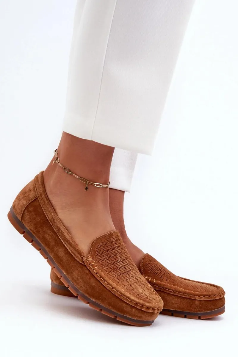 Outlet Damskie buty S.Barski Zamszowe Mokasyny Damskie Camel S.Barski LR755 Brązowy