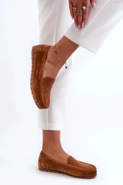 Outlet Damskie buty S.Barski Zamszowe Mokasyny Damskie Camel S.Barski LR755 Brązowy