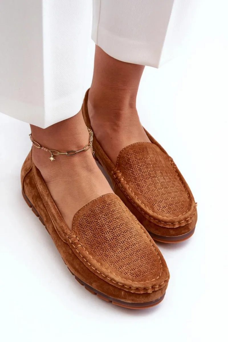 Outlet Damskie buty S.Barski Zamszowe Mokasyny Damskie Camel S.Barski LR755 Brązowy