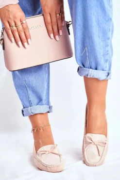 Mokasyny Damskie Zamszowe>Damskie buty S.Barski Zamszowe Mokasyny Damskie S.Barski A199 Beżowe