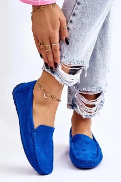 Hot Evento Zamszowe Mokasyny Damskie e Morreno Niebieski
