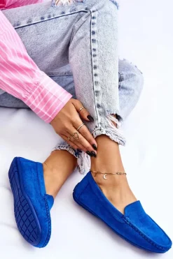 Hot Evento Zamszowe Mokasyny Damskie e Morreno Niebieski