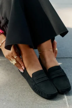 Clearance Big Star Shoes Zamszowe Mokasyny Damskie Big Star RR274948 Czarne Czarny