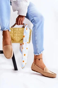 Online Boto Zamszowe Mokasyny Damskie Beżowe Millare