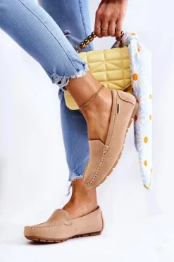 Online Boto Zamszowe Mokasyny Damskie Beżowe Millare