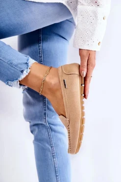 Online Boto Zamszowe Mokasyny Damskie Beżowe Millare