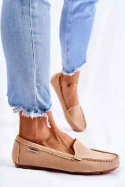 Online Boto Zamszowe Mokasyny Damskie Beżowe Millare