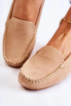 Online Boto Zamszowe Mokasyny Damskie Beżowe Millare