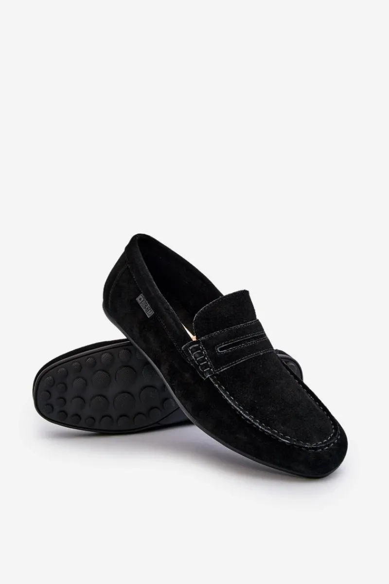 Mokasyny Wsuwane>Big Star Shoes Zamszowe Mokasyny Męskie Big Star NN174224 Czarne