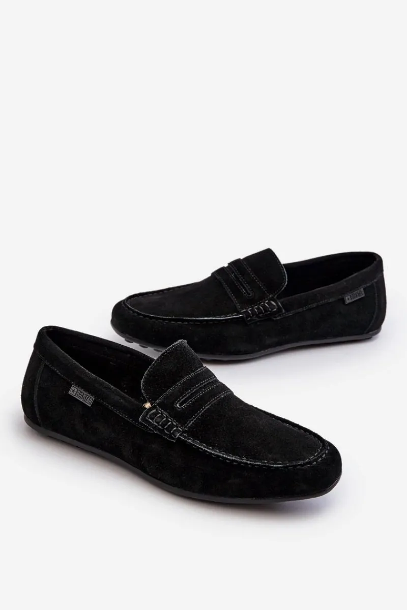 Mokasyny Wsuwane>Big Star Shoes Zamszowe Mokasyny Męskie Big Star NN174224 Czarne