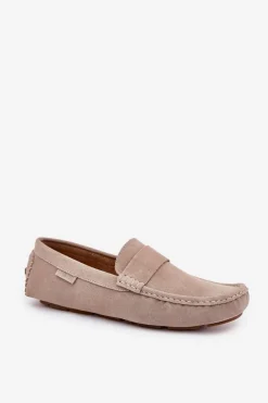 Discount Big Star Shoes Zamszowe Mokasyny Męskie Big Star RR174050 Beżowe Beżowy