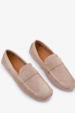 Discount Big Star Shoes Zamszowe Mokasyny Męskie Big Star RR174050 Beżowe Beżowy