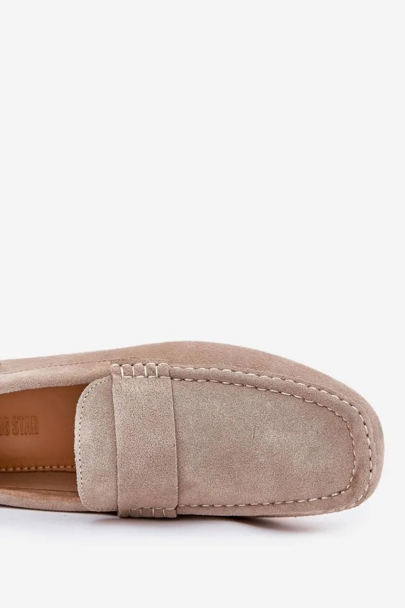 Discount Big Star Shoes Zamszowe Mokasyny Męskie Big Star RR174050 Beżowe Beżowy