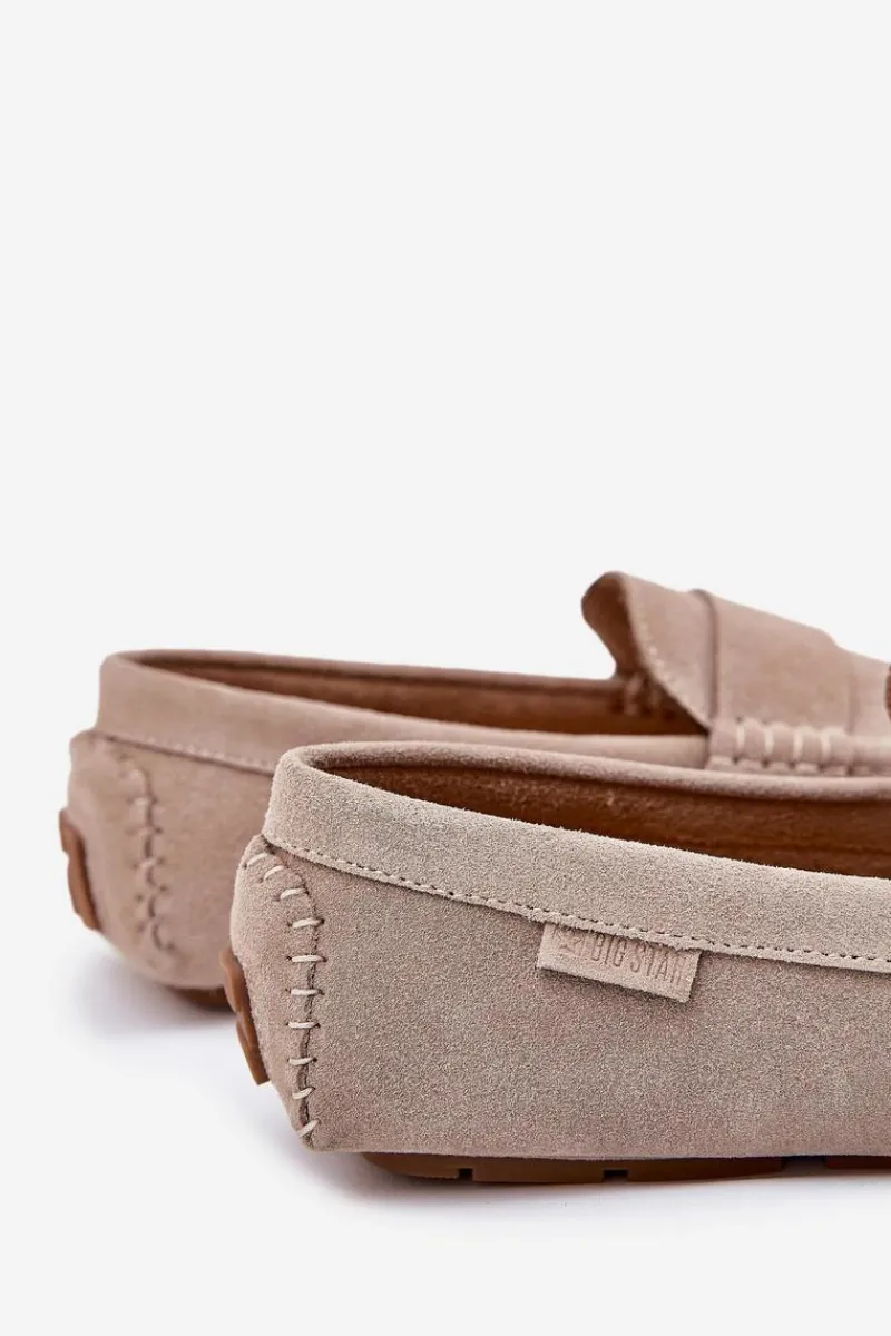 Discount Big Star Shoes Zamszowe Mokasyny Męskie Big Star RR174050 Beżowe Beżowy