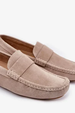 Discount Big Star Shoes Zamszowe Mokasyny Męskie Big Star RR174050 Beżowe Beżowy