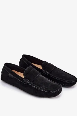 Mokasyny Wsuwane></noscript>Big Star Shoes Zamszowe Mokasyny Męskie Big Star RR174049 Czarne Czarny