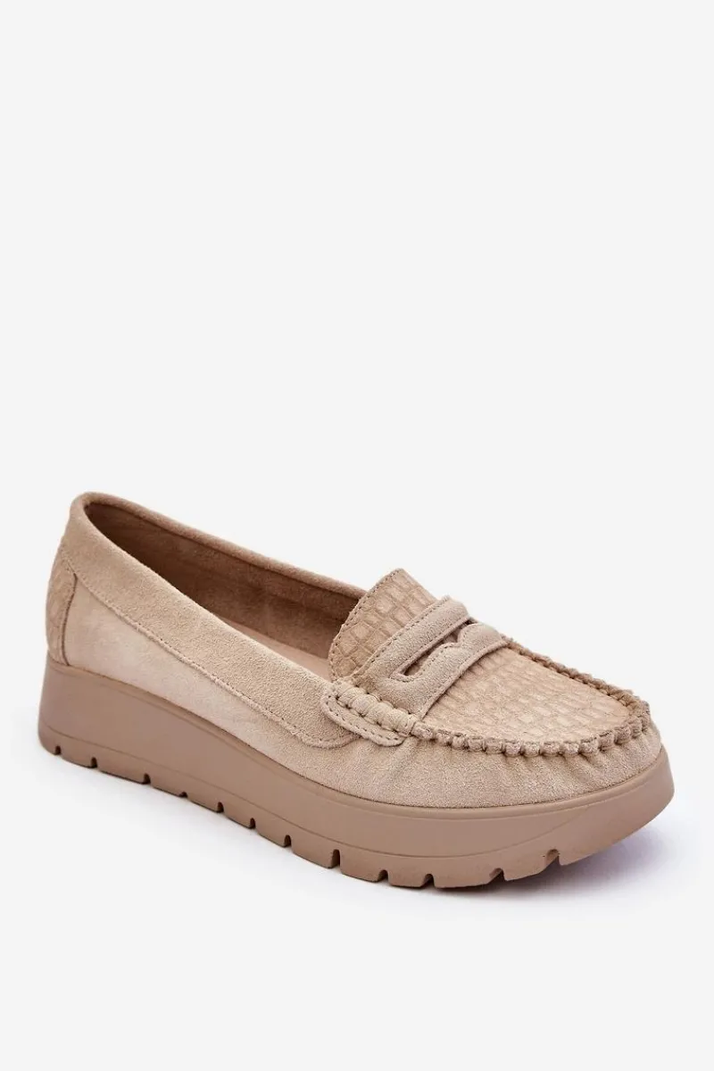 Mokasyny Na Platformie|Mokasyny Damskie Zamszowe>Boto Zamszowe Mokasyny Na Platformie Jasnobeżowe Lemar Milana