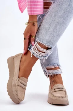 Mokasyny Na Platformie|Mokasyny Damskie Zamszowe><noscript><img width=