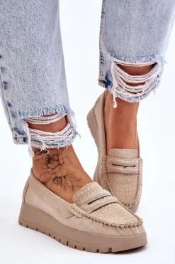 Mokasyny Na Platformie|Mokasyny Damskie Zamszowe><noscript><img width=