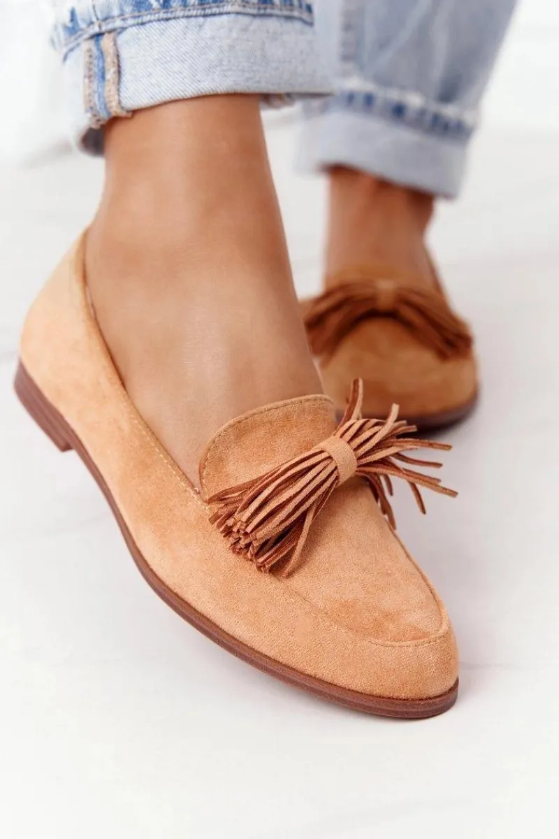 Best Evento Zamszowe Mokasyny Z Frędzlami Camel Alicante