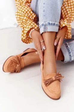 Best Evento Zamszowe Mokasyny Z Frędzlami Camel Alicante